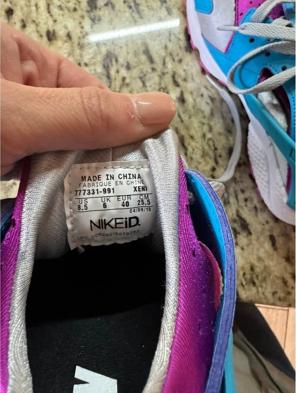 CUSTOM 2015 NIKE HUARACHE SHOES 8.5 PURPLE GREY TEAL NEVER WORN BY NIKEID